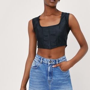 Nasty Gal Recycled Coated Denim Seamed Corset